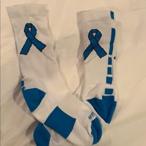 Blue cancer awareness high socks